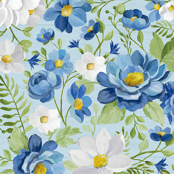 Blossom Blues 46103-407 Large Florals Light Blue by Silvi Vassileva for Wilmington Prints