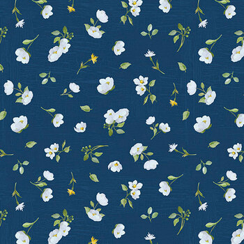 Blossom Blues 46106-417 Small Floral Toss Dark Blue by Silvi Vassileva for Wilmington Prints