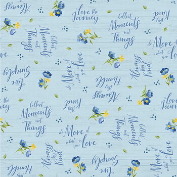 Blossom Blues 46107-405 Words All Over Light Blue by Silvi Vassileva for Wilmington Prints