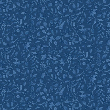 Blossom Blues 46108-444 Leaves All Over Dark Blue by Silvi Vassileva for Wilmington Prints