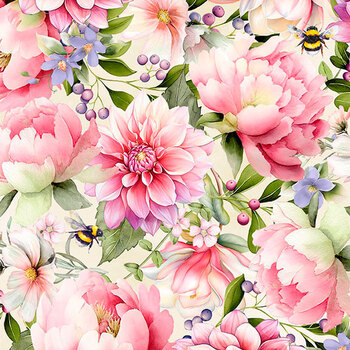 Fleur Amour 33950-237 Packed Florals Cream by Nancy Mink for Wilmington Prints
