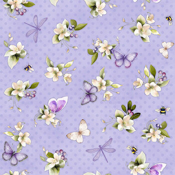 Fleur Amour 33952-627 Garden Polka Dot Purple by Nancy Mink for Wilmington Prints