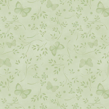 Fleur Amour 33954-707 Butterflies Green by Nancy Mink for Wilmington Prints