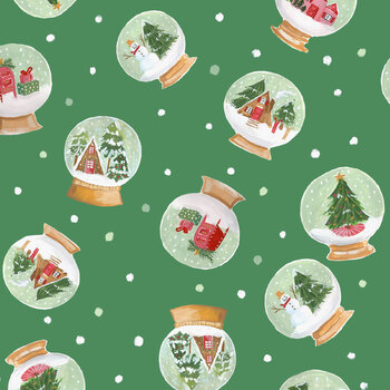 Letters to Santa 55781-3 Snow Globes Green by Jennifer Moore for Windham Fabrics