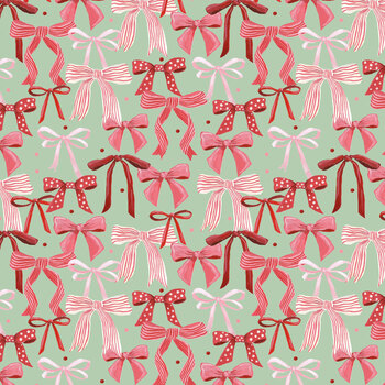 Letters to Santa 55783-6 Bows Mint by Jennifer Moore for Windham Fabrics