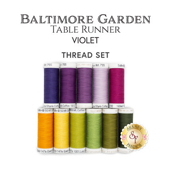  Baltimore Garden Table Runner Kit - Violet Appliqué Thread Set