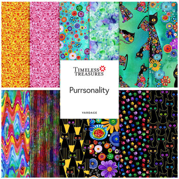 Purrsonality  Yardage by Chong-A Hwang for Timeless Treasures Fabrics