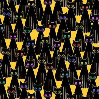 Purrsonality CAT-CD4603 Packed Cats Black by Chong-A Hwang for Timeless Treasures Fabrics