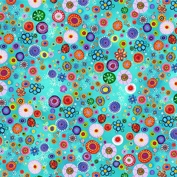 Purrsonality FLEUR-CD4608 Geo Floral Sky by Chong-A Hwang for Timeless Treasures Fabrics