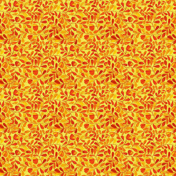 Purrsonality FLEUR-CD4609  Leaves Vines Orange by Chong-A Hwang for Timeless Treasures Fabrics