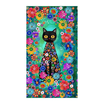 Purrsonality PANEL-CD4600 Green Cat Panel by Chong-A Hwang for Timeless Treasures Fabrics