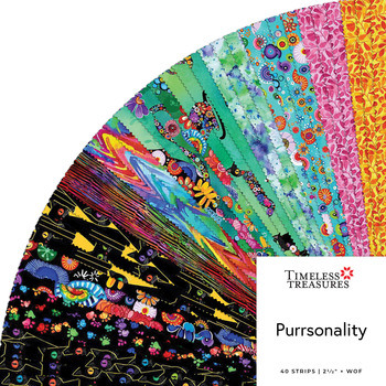 Purrsonality  2.5" Strips Chong-A Hwang for Timeless Treasures Fabrics