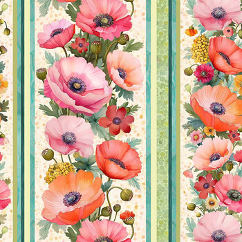 Garden Wish FLORA-CD4682 Wild Floral Stripes Cream by Timeless Treasures Fabrics