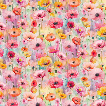 Garden Wish FLORA-CD4685 Wild Poppy Field Pastel by Timeless Treasures Fabrics