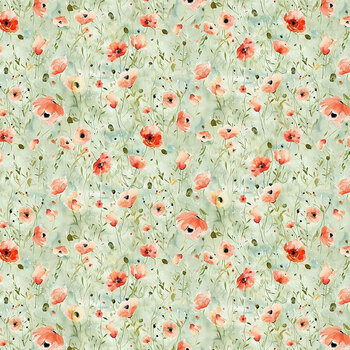 Garden Wish FLORA-CD4687 Wild Poppy Sage by Timeless Treasures Fabrics