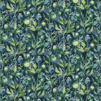 Garden Wish FLORA-CD4690 Poppy Buds Green by Timeless Treasures Fabrics