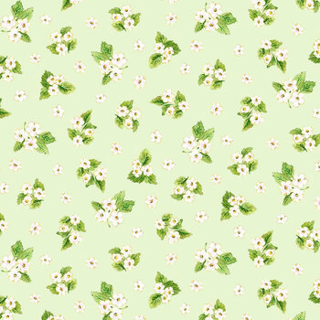 Berry Bliss FRUIT-CD4633 Strawberry Floral Bouquets Green by Timeless Treasures Fabrics