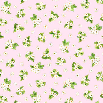 Berry Bliss FRUIT-CD4633 Strawberry Floral Bouquets Pink by Timeless Treasures Fabrics