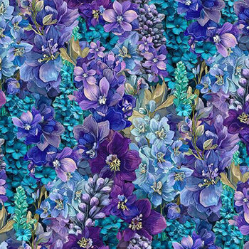 Vibrant Sky NATURE-CD4702 Blue & Purple Floral Purple by Timeless Treasures Fabrics