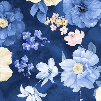 Sapphire SAPPHIRE-CD4662 Asian Floral Indigo by Chong-A Hwang for Timeless Treasures Fabrics