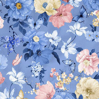 Sapphire SAPPHIRE-CD4665 Asian Floral & Butterflies Denim by Chong-A Hwang for Timeless Treasures Fabrics