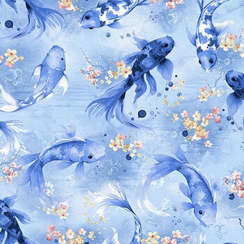 Sapphire SAPPHIRE-CD4670 Koi Fish & Floral Sea by Chong-A Hwang for Timeless Treasures Fabrics
