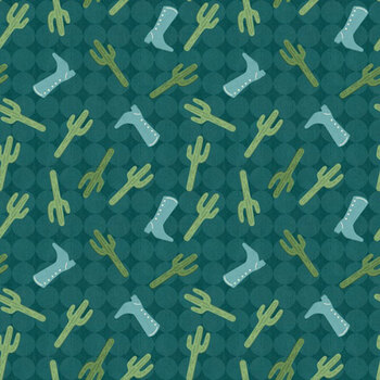 Roadside T115-011-787 Cactus & Boots Teal by Vero for Tide + Loom