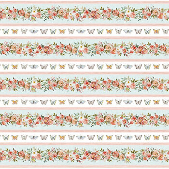 Nottingham Rose W105-050-571 Border Stripe Multi by Susan Winget for White Owl Textiles