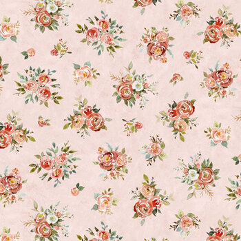 Nottingham Rose W105-054-558 Bouquets Pink by Susan Winget for White Owl Textiles