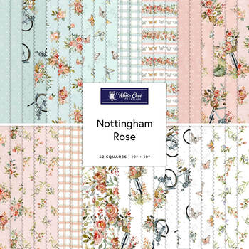 Nottingham Rose  10" Stack Susan Winget for White Owl Textiles