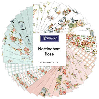 Nottingham Rose  5" Stamps Susan Winget for White Owl Textiles