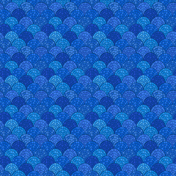 Aegean L87C Scalloped Mosaic Dark Blues by Lewis & Irene