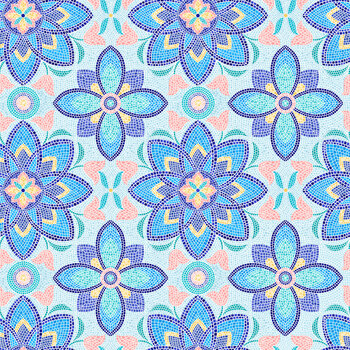 Aegean L84B Mosaic Coral and Blues by Lewis & Irene