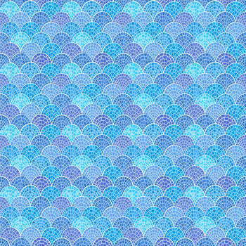 Aegean L87B Scalloped Mosaic Mid Blues by Lewis & Irene