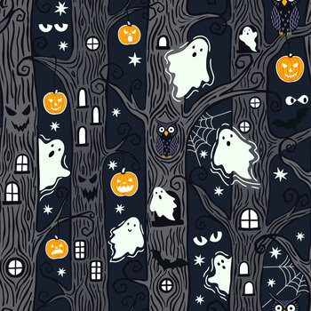 Haunted Hollow L112C Woods Dark Midnight by Lewis & Irene