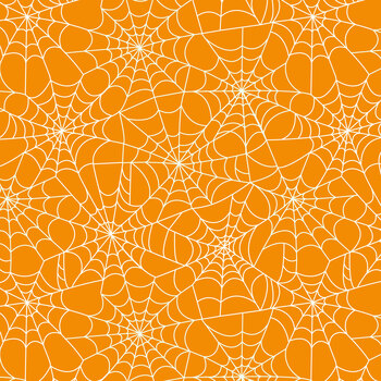 Haunted Hollow L116A Webs on Orange by Lewis & Irene