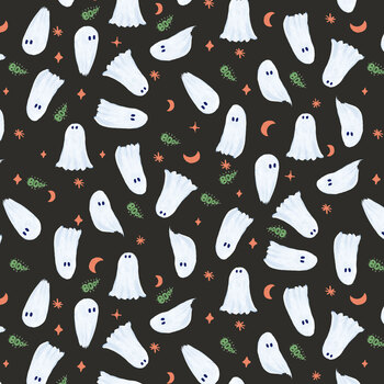 Happy Halloween WB091 Boo! Midnight by Wee Blue Bell for Lewis & Irene