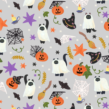 Happy Halloween WB094 Cats in Costume Cobwebs by Wee Blue Bell for Lewis & Irene
