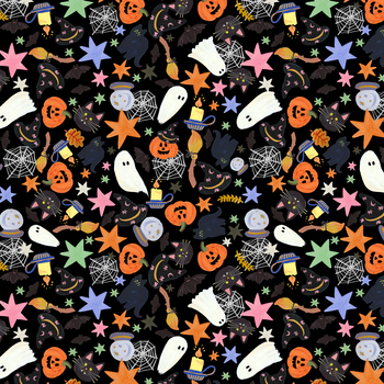 Happy Halloween WB097 Halloween Trinkets Midnight by Wee Blue Bell for Lewis & Irene