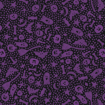 Happy Halloween WB102 Spooky Silhouettes Purple Potion by Wee Blue Bell for Lewis & Irene