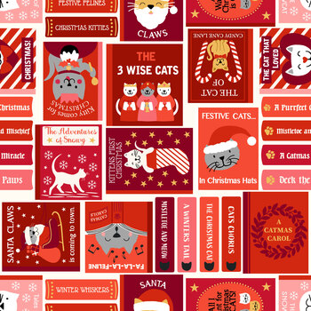 The Purrfect Christmas Chapter C159B Festive Cat Book Covers Red by Lewis & Irene