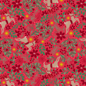Merry Christmas C147B Merry Christmas Deer Red by Lewis & Irene