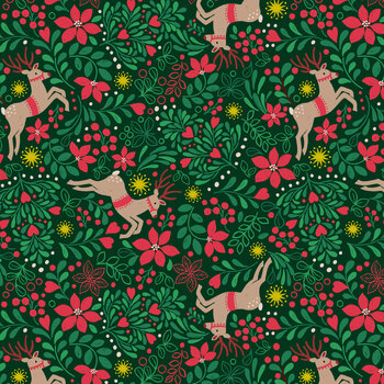 Merry Christmas C147C Merry Christmas Deer Green by Lewis & Irene