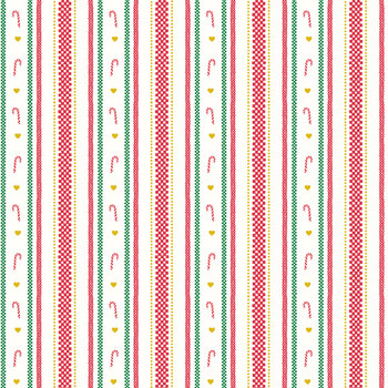 Merry Christmas C148A Christmas Stripe on Cream/Gold by Lewis & Irene