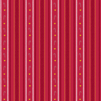 Merry Christmas C148B Christmas Stripe on Red/Gold by Lewis & Irene