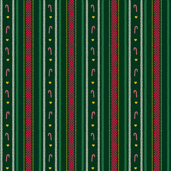 Merry Christmas C148C Christmas Stripe on Green/Gold by Lewis & Irene