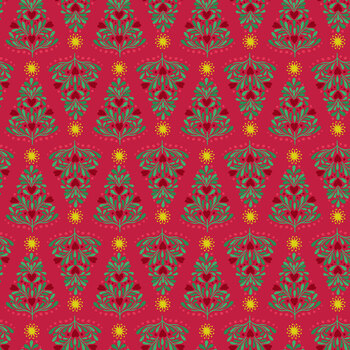 Merry Christmas C149B Christmas Tree on Red by Lewis & Irene