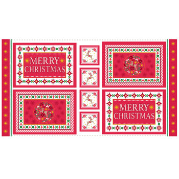 Merry Christmas C154 Placemats and Coasters Panel by Lewis & Irene