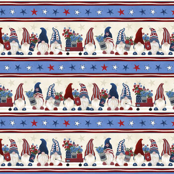 Red, White, & Gnome W180-013-175 Border Stripe Multi by Yvette St. Amant for White Owl Textiles