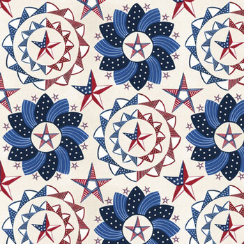 Red, White, & Gnome W180-017-175 Mandalas Multi by Yvette St. Amant for White Owl Textiles